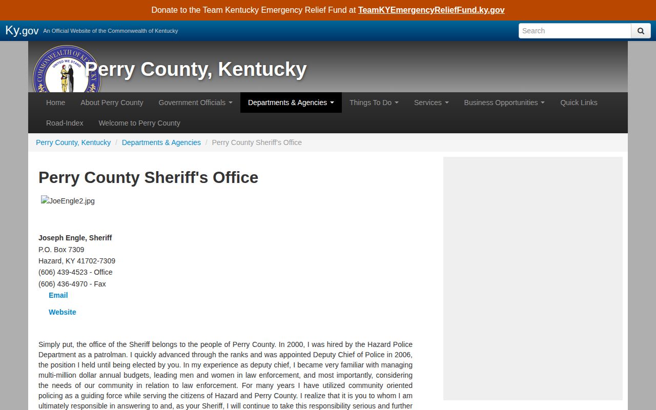 Official Perry County Kentucky sheriff source for 24-hour release checks