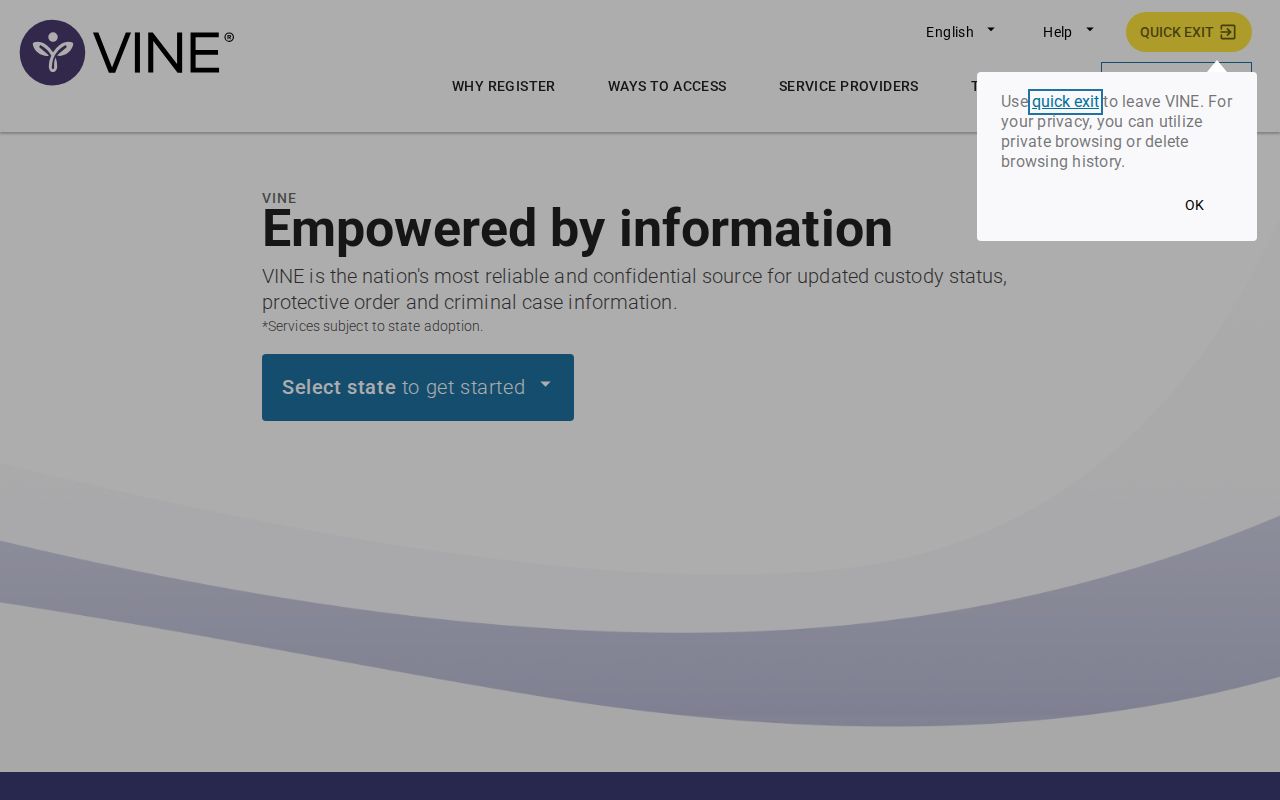 Perry County VINELink inmate search and release result screen